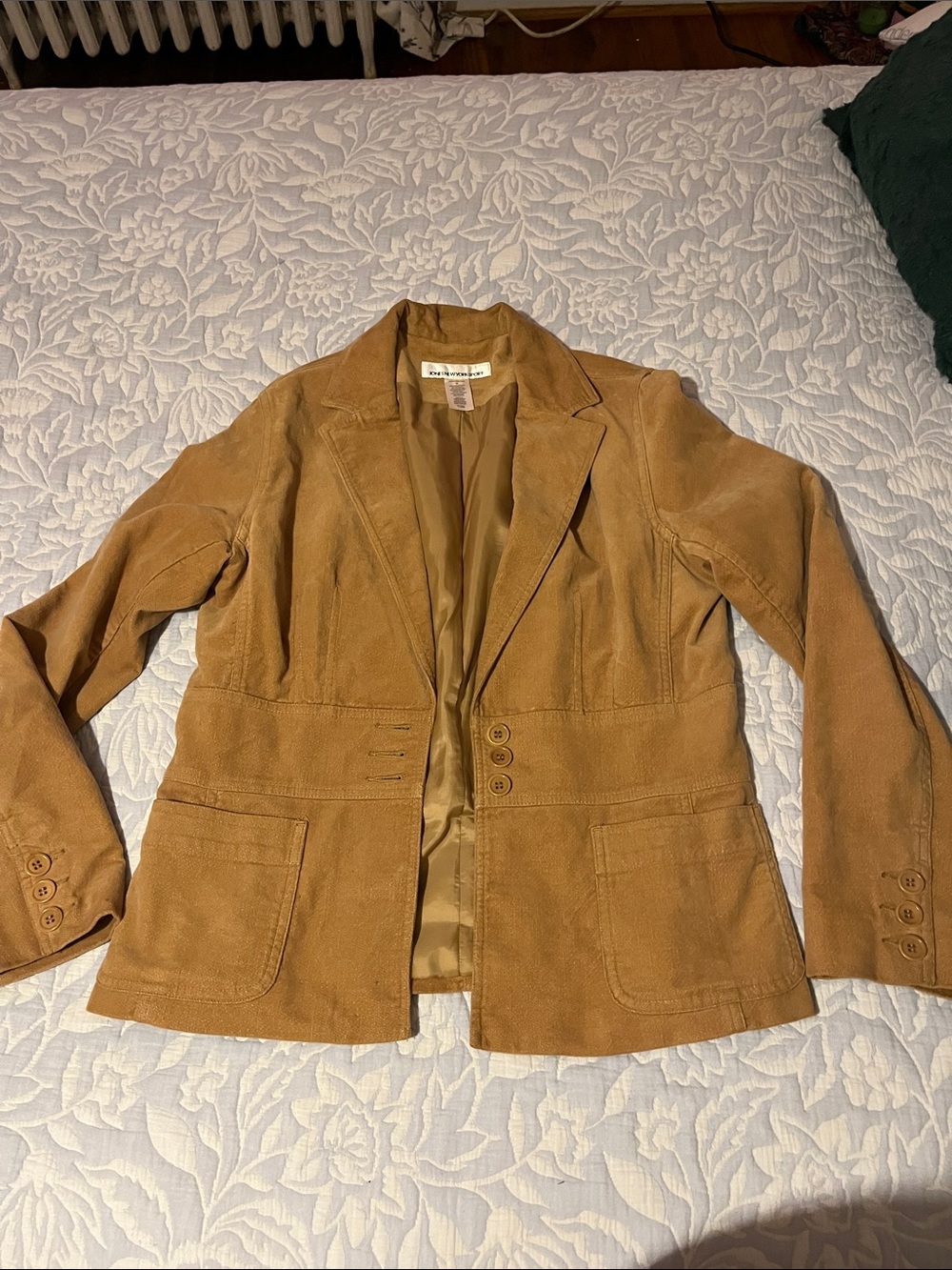 Jones New York Camel Suede Tailored Blazer